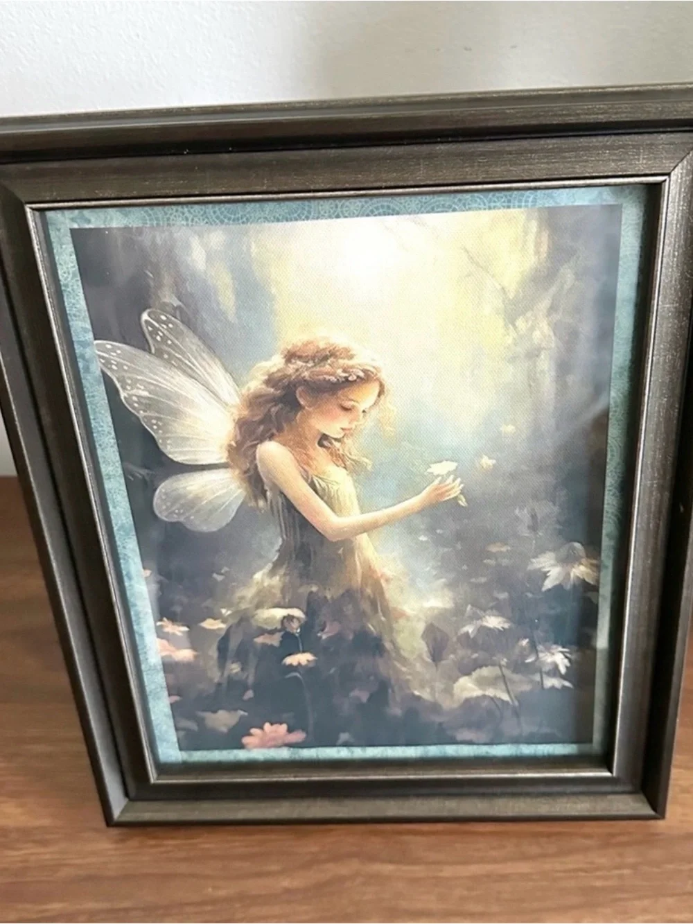 Forest Floral Fairy Fantasy Cottagecore Fairy of Light Framed Canvas Print Art